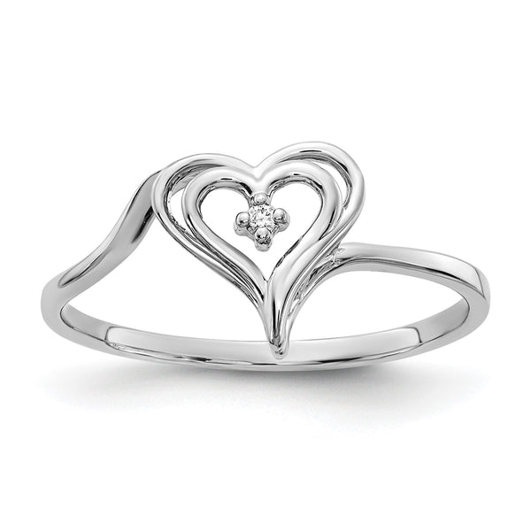 14k White Gold AA Diamond Heart Ring, Size 6 - Birthstone Company