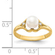 14k 6mm Fresh Water Cultured Pearl AA Diamond ring - Birthstone Company