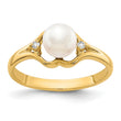14k 6mm Fresh Water Cultured Pearl AA Diamond ring - Birthstone Company