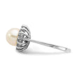 14k White Gold 7.5mm Fresh Water Cultured Pearl AA Diamond Ring - Birthstone Company