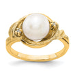 14k 7.5mm Fresh Water Cultured Pearl AA Diamond ring - Birthstone Company