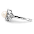 14k White Gold 5.5mm FW Cultured Pearl AA Diamond ring, Size 6 - Birthstone Company