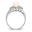 14k White Gold 6mm Fresh Water Cultured Pearl AA Diamond ring - Birthstone Company