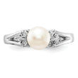 14k White Gold 6mm Fresh Water Cultured Pearl AA Diamond ring - Birthstone Company