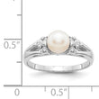 14k White Gold 6mm Fresh Water Cultured Pearl AA Diamond ring - Birthstone Company