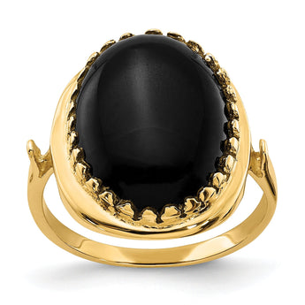 Oval Onyx Ring in 14K Yellow Gold, Size 6