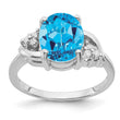 14k White Gold 10x8mm Oval Blue Topaz AA Diamond ring - Birthstone Company