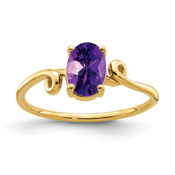 14k 7x5mm Oval Amethyst ring - Birthstone Company