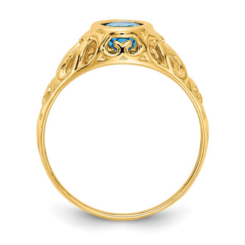 14k 7x5mm Oval Blue Topaz ring - Birthstone Company