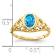 14k 7x5mm Oval Blue Topaz ring - Birthstone Company