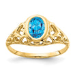 14k 7x5mm Oval Blue Topaz ring - Birthstone Company