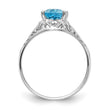 14k White Gold 8x6mm Oval Blue Topaz ring - Birthstone Company