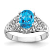 14k White Gold 8x6mm Oval Blue Topaz ring - Birthstone Company