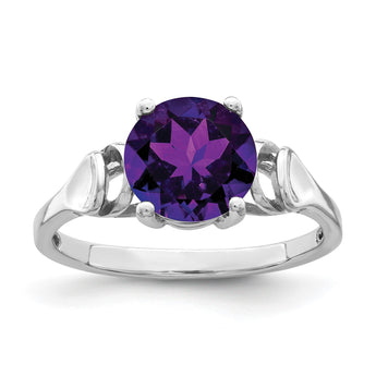 14k White Gold 8mm Amethyst ring - Birthstone Company