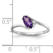 14k White Gold 7x3.5mm Marquise Amethyst AA Diamond ring - Birthstone Company