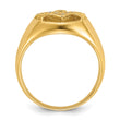 14k Men's Polished and Textured AA Quality Diamond Masonic Ring, Size 10 - Birthstone Company