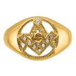 14k Men's Polished and Textured AA Quality Diamond Masonic Ring, Size 10 - Birthstone Company