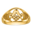 14k Men's Polished and Textured A Quality Diamond Masonic Ring, Size 10 - Birthstone Company