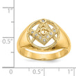 14k Men's Polished and Textured AA Quality Diamond Masonic Ring, Size 10 - Birthstone Company