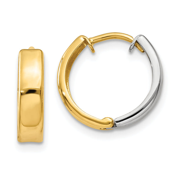 14k Two-tone Hinged Hoop Earrings
