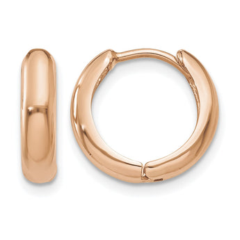 14k Rose Gold Polished Hinged Hoop Earrings - Birthstone Company
