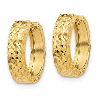 14k Diamond-cut Hinged Hoop Earrings