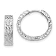 14k White Gold Diamond-cut Hinged Hoop Earrings