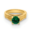14K 3D Ring with Dark Green Glass Stone Charm
