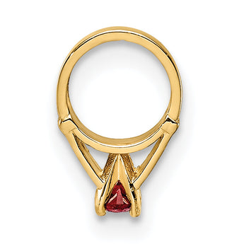 14K 3D Ring with Red CZ Charm