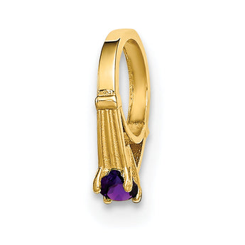14K 3D Ring with Dark Purple CZ Charm