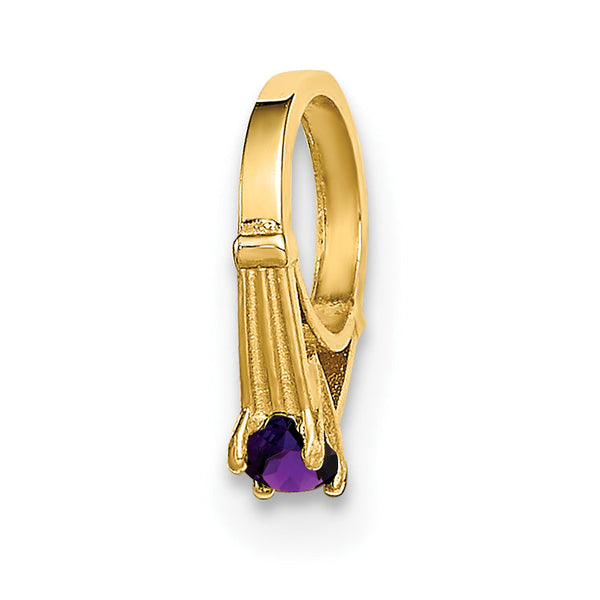 14K 3D Ring with Dark Purple CZ Charm