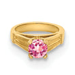 14K 3D Ring with Light Pink CZ Charm