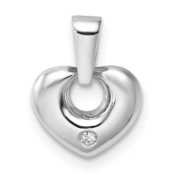 14k White Gold 3D CZ Heart Pendant