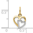 14K and White Rhodium Polished Hearts Pendant