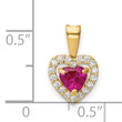 14K Polished Red and Clear CZ Heart Pendant
