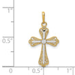 14K w/White Rhodium CZ Cross Pendant