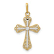 14K w/White Rhodium CZ Cross Pendant