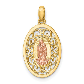14K Two-tone Our Lady of Guadalupe Pendant