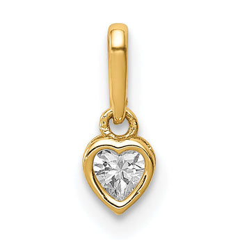 14K CZ Heart Dangle Pendant