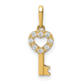 14K CZ Key Dangle Pendant