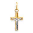 14k w/Rhodium Polished Hollow Crucifix Charm
