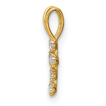 14K CZ Cross Pendant