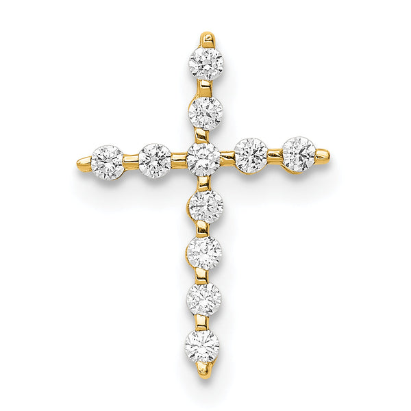 14K CZ Cross Pendant Chain Slide