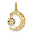 14k CZ Diamond-cut Moon and Star Pendant