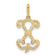 14K Polished CZ Puppy Sitting Outline Pendant