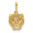 14K Polished Green & White CZ Lioness Head Pendant