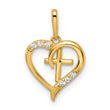 14k CZ Heart with Cross Pendant
