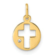 14K Polished CZ Circle Cross Pendant