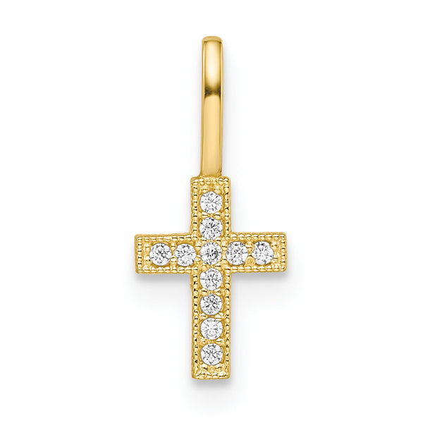 14k CZ Cross Pendant