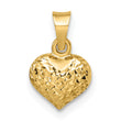 14k Polished Diamond-cut Small Puffed Heart Pendant